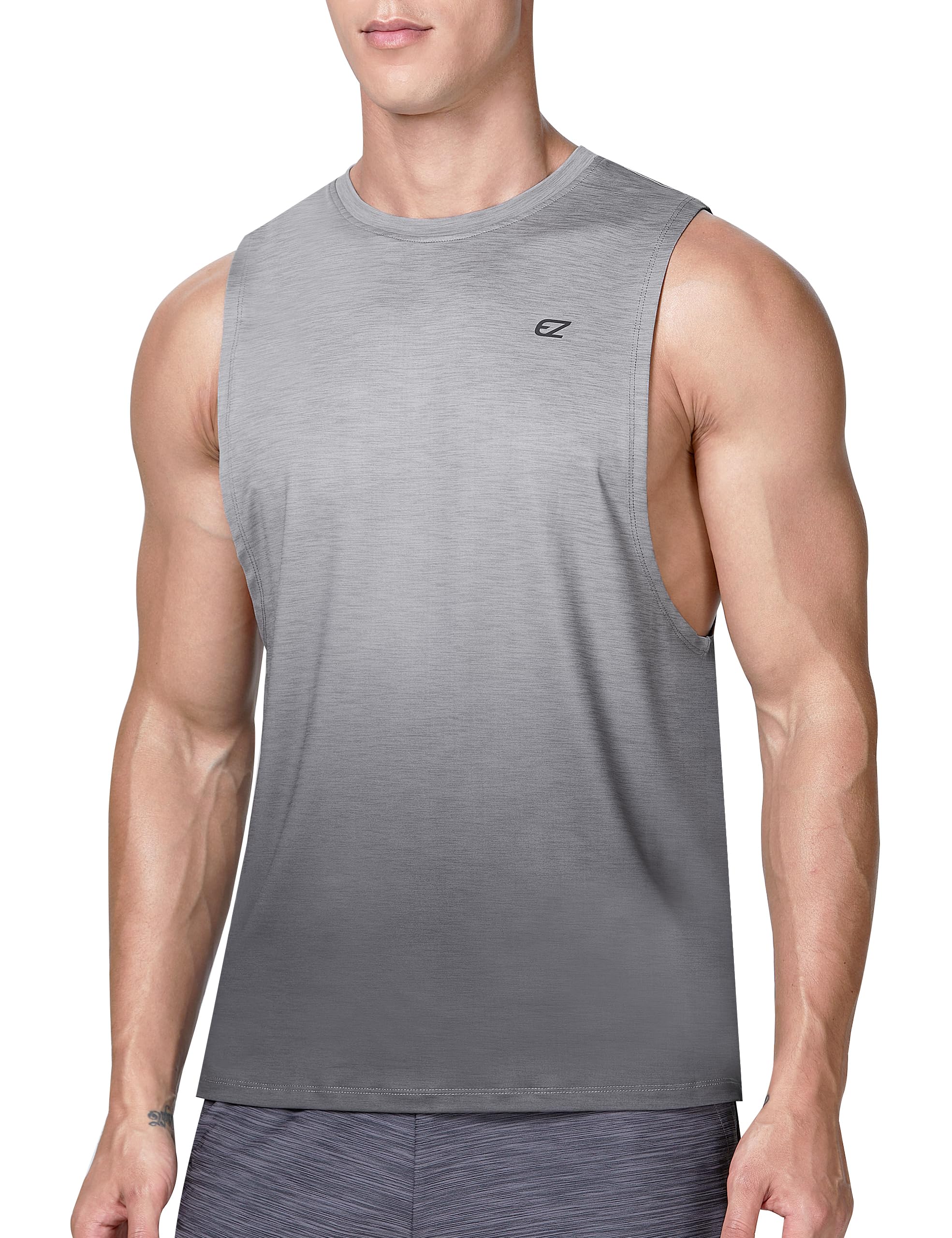EZRUN Mens Workout Tank Top Gym Muscle Sleeveless Shirts Quick Dry Athletic Bodybuilding Stringers
