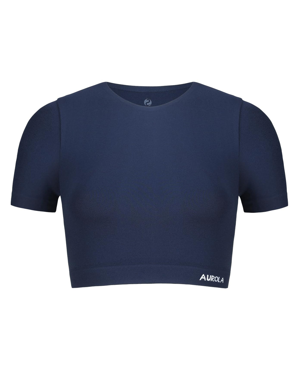 AUROLA Essentials Seamless Short Sleeve Crop Top for Women Workout Active Comfort Athletic Shirts TeeTuxedo BlueS
