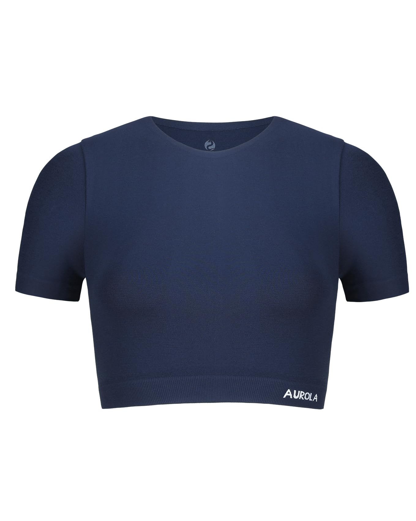 AUROLA Essentials Seamless Short Sleeve Crop Top for Women Workout Active Comfort Athletic Shirts TeeTuxedo BlueS