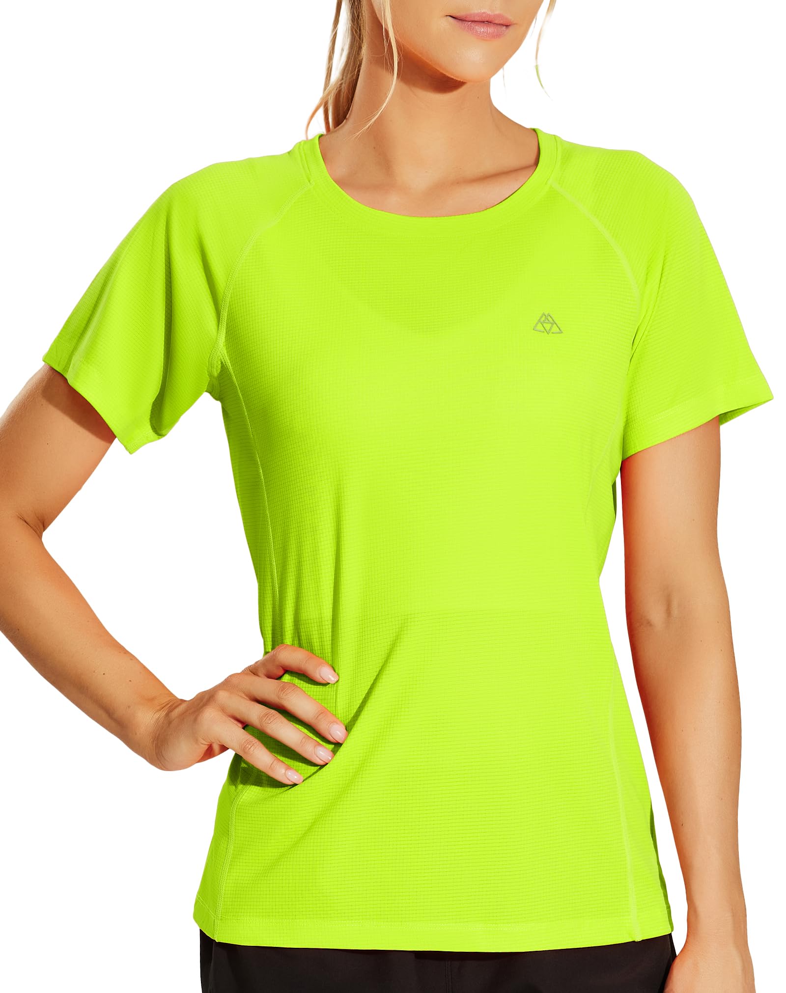 Haimont Womens Neon Yellow Short Sleeve T Shirts Workout Gym Running Tops Quick Dry Crewneck Yoga Athletic Tee Shirts M